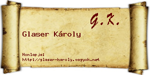 Glaser Károly névjegykártya